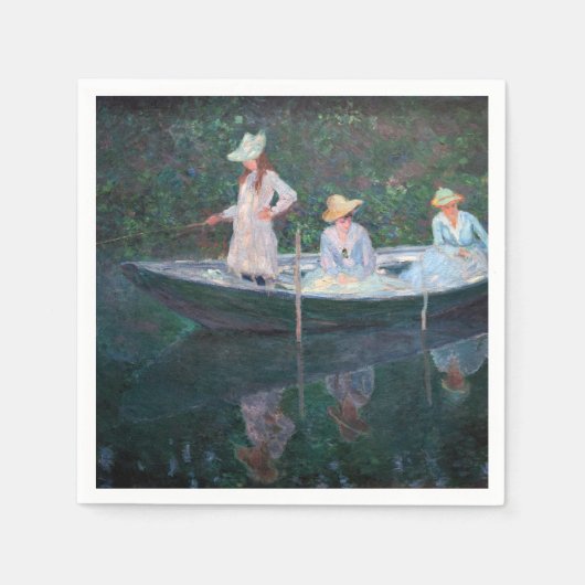 Serviette En Papier Claude Monet - En Norvegienne Bateau à Giverny (Devant)