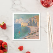 Serviette En Papier Claude Monet - Etretat : Plage et Falaise d'Amont (En situation)