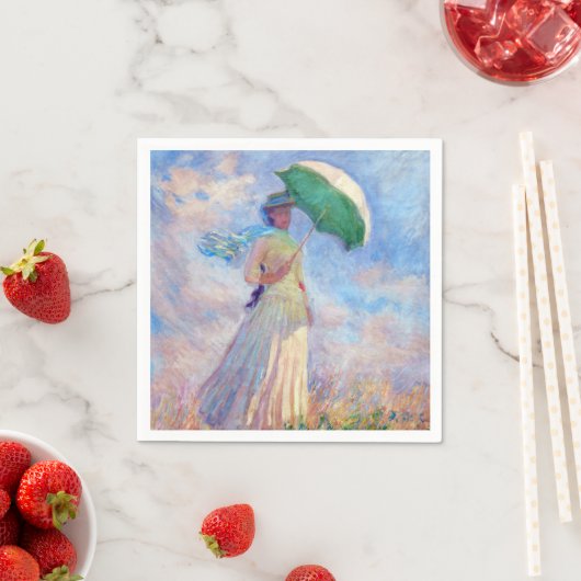 Serviette En Papier Claude Monet - Femme avec un parasol face à droite (En situation)