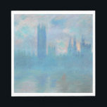Serviette En Papier Claude Monet House of Parliament Londres. Bleu<br><div class="desc">Claude Monet "Maisons du Parlement,  Londres" serviettes. L'art impressionniste du paysage de la ville bleue.</div>