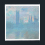 Serviette En Papier Claude Monet House of Parliament Londres. Bleu<br><div class="desc">Claude Monet "Maisons du Parlement,  Londres" serviettes. L'art impressionniste du paysage de la ville bleue.</div>