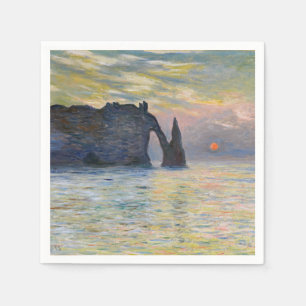 Serviette En Papier Claude Monet - La Falaise, Etretat, Coucher de sol