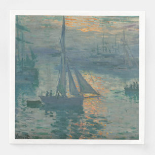Serviette En Papier Claude Monet Lever de soleil Marine Voilier Impres