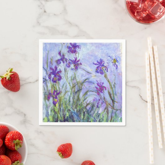 Serviette En Papier Claude Monet - Lilac Irises / Iris Mauves (En situation)