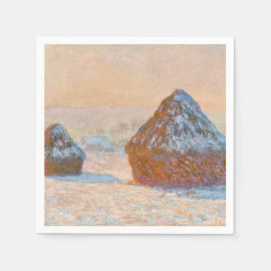 Serviette En Papier Claude Monet - Meules, Effet de Neige, Le Matin