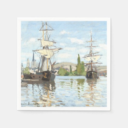 Serviette En Papier Claude Monet. Navires à cheval sur la Seine à Roue (Devant)