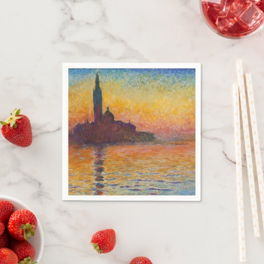 Serviette En Papier Claude Monet - San Giorgio Maggiore à Dusk (En situation)