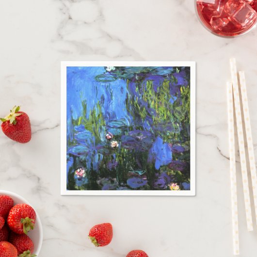 Serviette En Papier Claude Monet : Water-Lilies, indigo bleu (En situation)