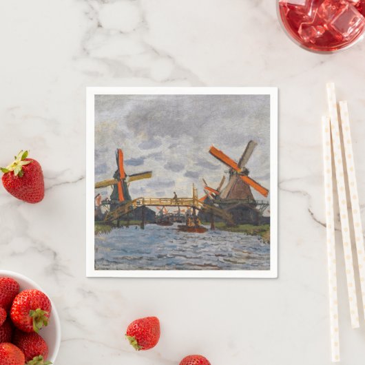 Serviette En Papier Claude Monet - Windmills près de Zaandam (En situation)