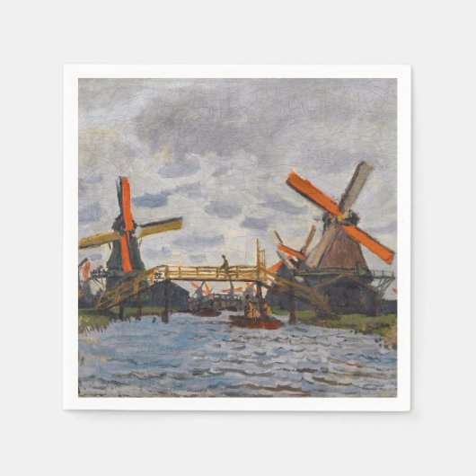 Serviette En Papier Claude Monet - Windmills près de Zaandam (Devant)