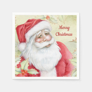 Serviette En Papier Clause Santa aquarelle
