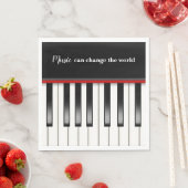 Serviette En Papier Clavier de piano avec citation de musique (En situation)