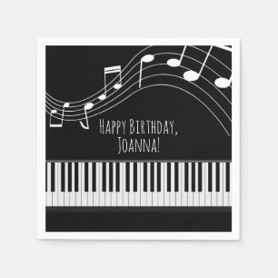 Serviette En Papier Clavier de piano et notes musicales