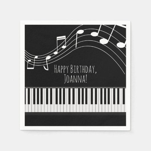 Serviette En Papier Clavier de piano et notes musicales (Devant)