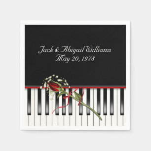 Serviette En Papier clavier piano avec rouge rose anniveraire