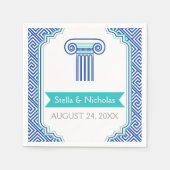 Serviette En Papier Clé et colonne grecque bleu mariage grec (Devant)