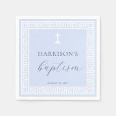 Serviette En Papier Clé grecque Baptême bleu (Devant)