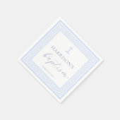 Serviette En Papier Clé grecque Baptême Bleu Blanc (Coin)