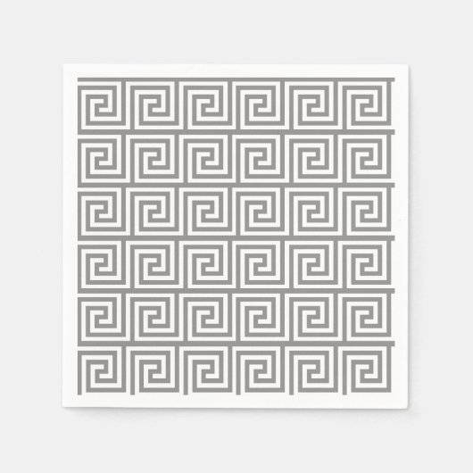 Serviette En Papier Clé grecque gris Motif (Devant)