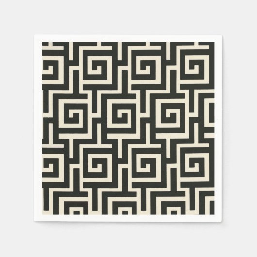 Serviette En Papier Clé grecque noir (Devant)