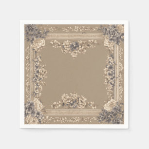 Serviette En Papier clé grise fleurie toile motif,