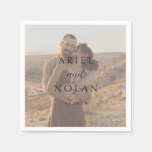 Serviette En Papier Clean Photo Mariage moderne (Devant)
