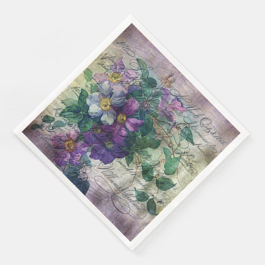 Serviette En Papier Clematis Vine Écriture Ephémère Découpage (Coin)