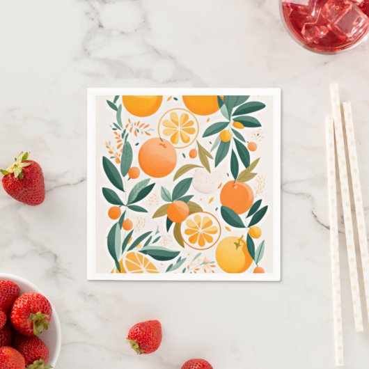 Serviette En Papier Clementine mandarine (En situation)