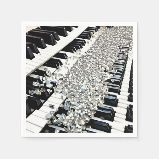 Serviette En Papier Clés de piano Confetti Argent (Devant)