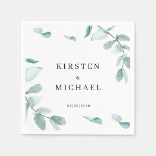 Serviette En Papier Client spécifique Eucalyptus Vert Blanc