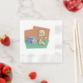 Serviette En Papier Clipart de chat et de poisson (En situation)