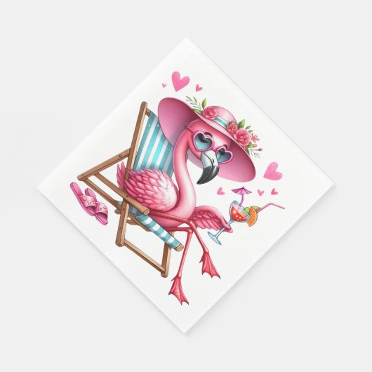 Serviette En Papier Clipart de Flamant rose mignonne (Coin)