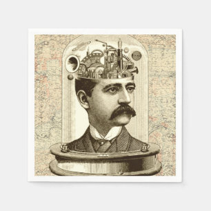 Serviette En Papier Clocage Cerveau STEAMPUNK vintage