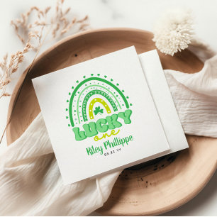 Serviette En Papier Clocher bleu et arc en ciel Lucky One First Birthd