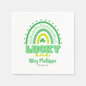 Serviette En Papier Clocher bleu et arc en ciel Lucky One First Birthd (Devant)