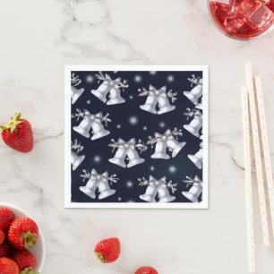 Serviette En Papier Cloches en argent de Noël