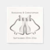 Serviette En Papier Cloches Et Ruban Mariage En Argent (Devant)