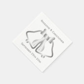 Serviette En Papier Cloches Et Ruban Mariage En Argent (Coin)