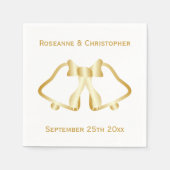 Serviette En Papier Cloches Et Ruban Mariage Or (Devant)