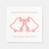 Serviette En Papier Cloches Et Ruban Mariage Rose (Devant)