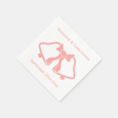 Serviette En Papier Cloches Et Ruban Mariage Rose (Coin)