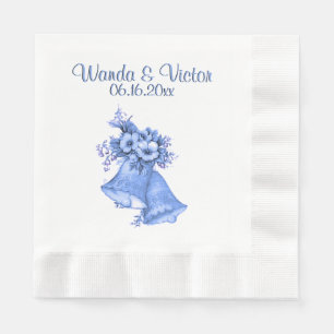 Serviette En Papier Cloches Mariage Bleu Personnalisées