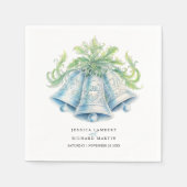 Serviette En Papier Cloches mariages et aquarelle verte du feuillage (Devant)