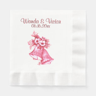 Serviette En Papier Cloches Mariages roses Personnalisées