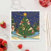 Serviette En Papier Cloisonne Art Whimsical Forest Classic Christmas (En situation)