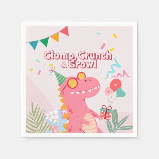 Serviette En Papier Clomp, Crunch & Growl ! Parti Dinosaur (Devant)