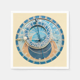 Serviette En Papier Closeup on Prague Astronomical Clock, Czech R.