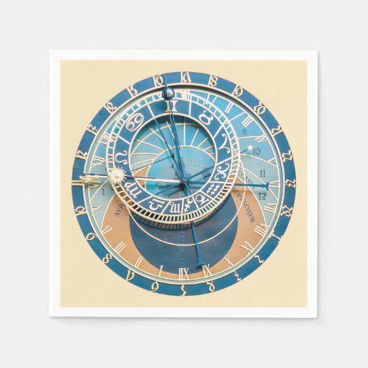 Serviette En Papier Closeup on Prague Astronomical Clock, Czech R. (Devant)