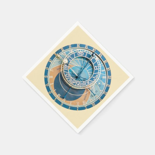 Serviette En Papier Closeup on Prague Astronomical Clock, Czech R. (Coin)