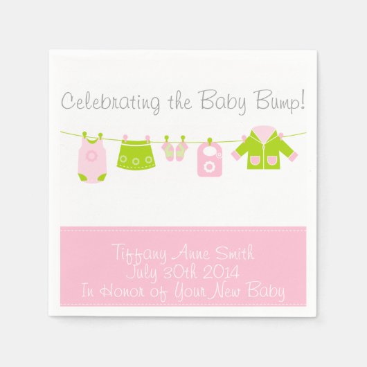 Serviette En Papier Clothesline Girl Baby shower Party (Devant)